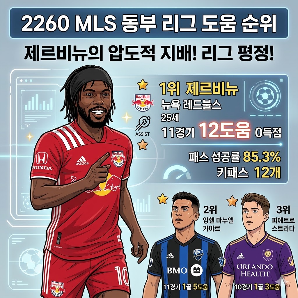제르비뉴 MLS 동부 리그 도움왕 등극 압도적 12도움ML
